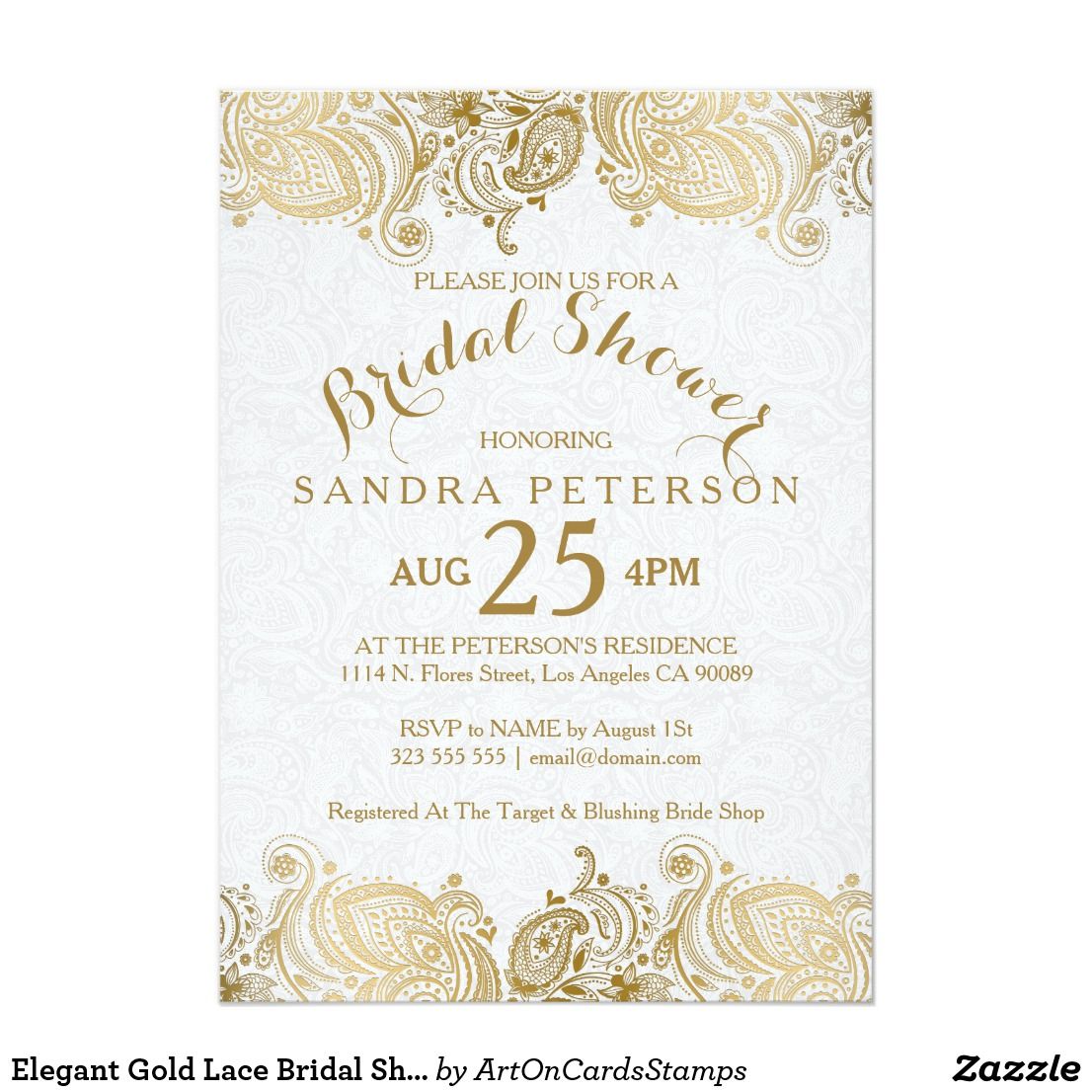 Elegant Gold Lace Bridal Shower Invitation Zazzle.com Bridal Elegant Gold Lace Bridal Shower Invitation Zazzle.com Bridal