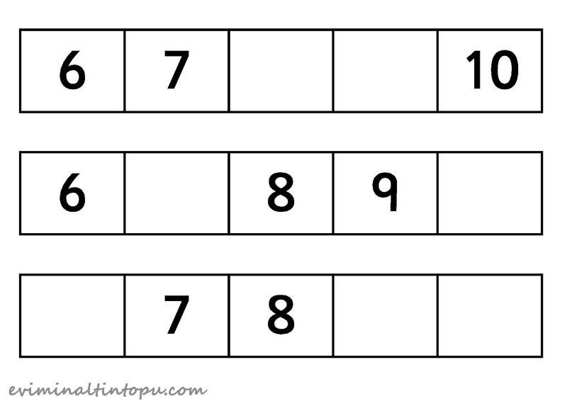 Okul Oncesi Eksik Numaralari Bulma Etkinligi 5 Matematik Okul Okul Oncesi