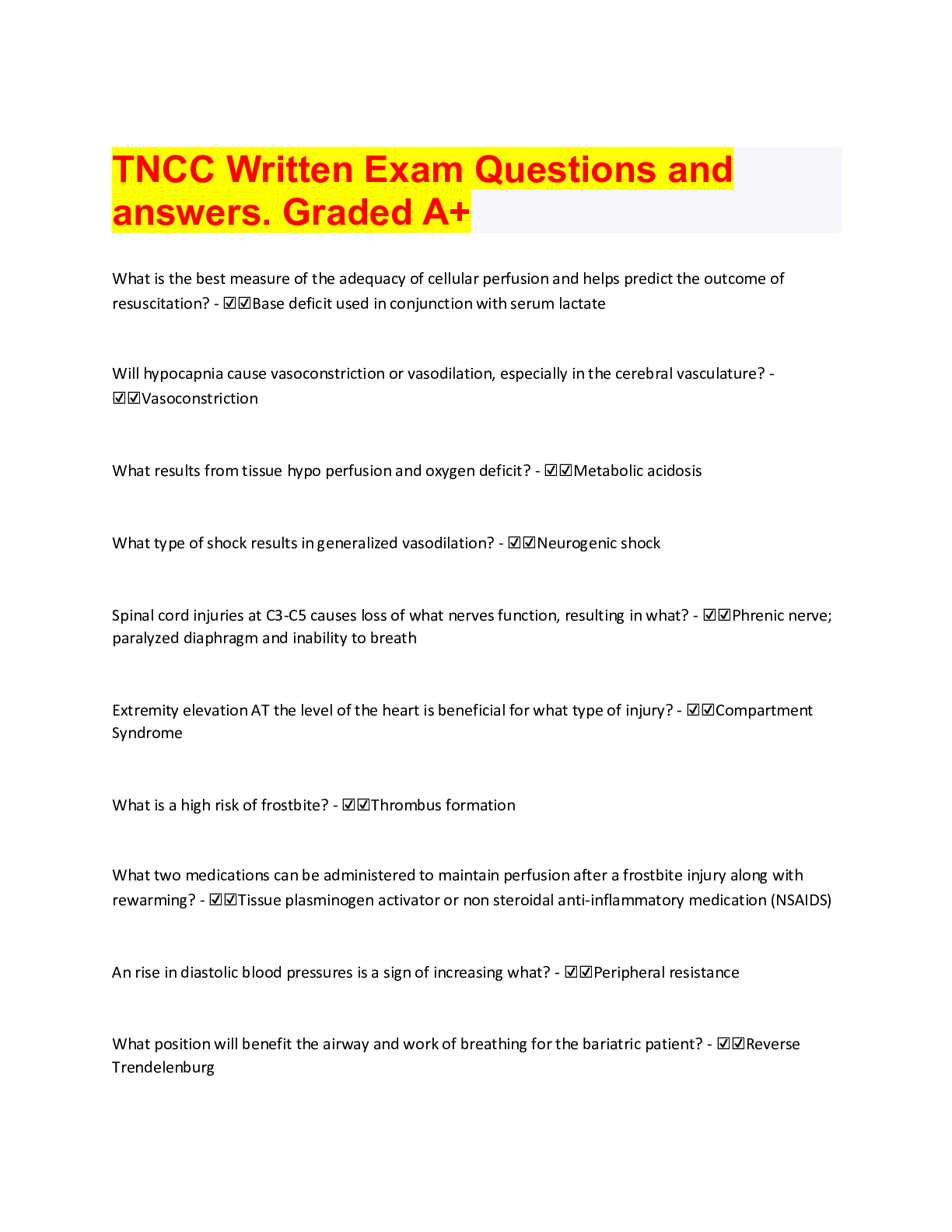 TNCC Written Exam Questions And Answers 100 Accurate 2022 Rated A tncc-written-exam-questions-and-answers-100-accurate-2022-rated-a