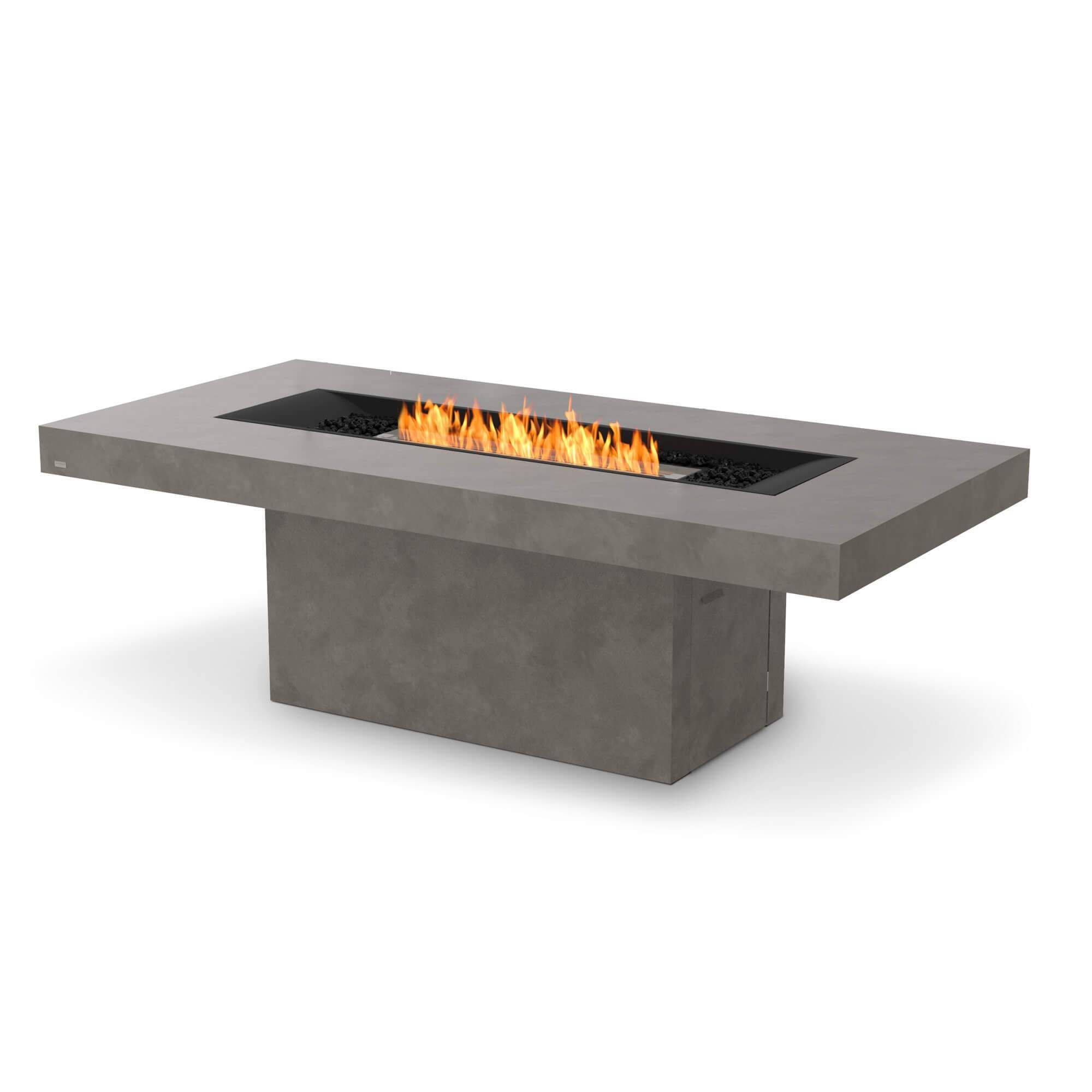 EcoSmart Fire Gin 90 Dining Bioethanol Fire Pit Table - Indoor / Natural / Stainless Steel