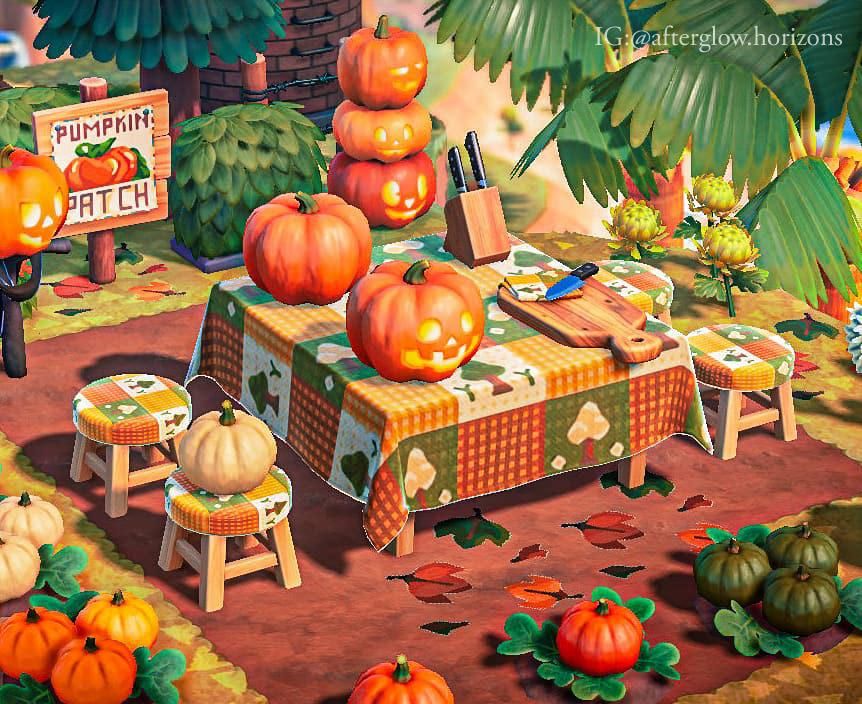 My pumpkin carving table 🎃 AnimalCrossing in 2020 Animal crossing