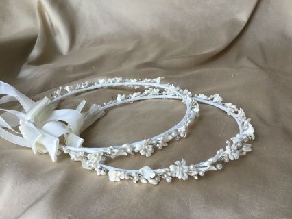 White or Ivory Flower & Pearl Greek Orothodox Stefana Bridal Wedding Crowns White or Ivory Flower & Pearl Greek Orothodox Stefana Bridal Wedding Crowns