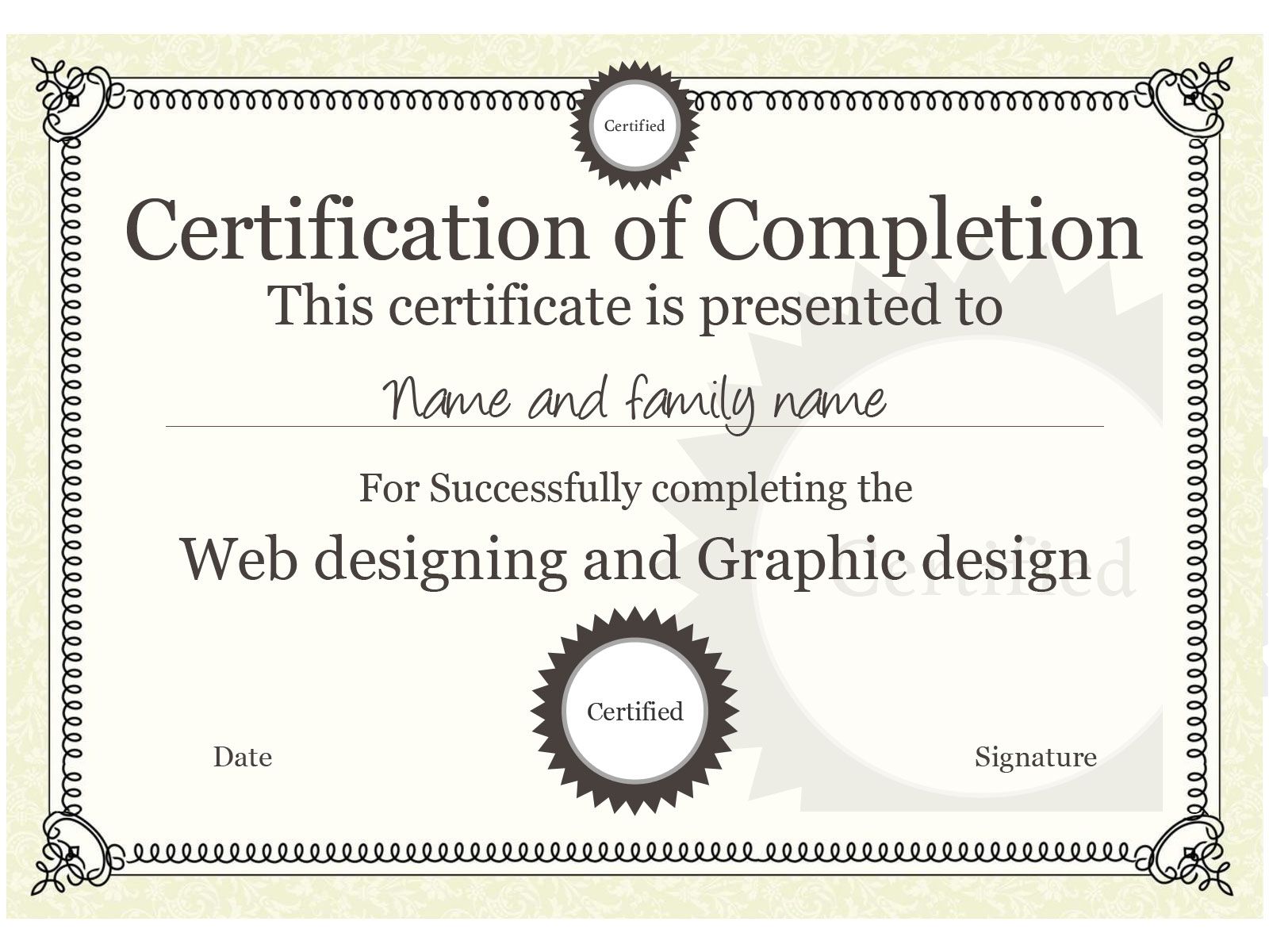examples of certificates of completion