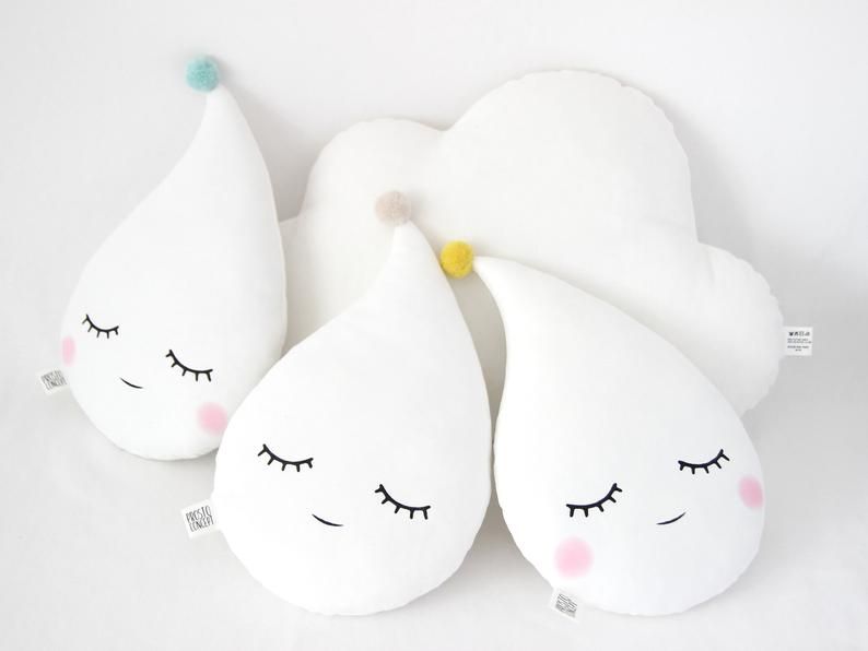Baby Pillow Rain Drop Cushion Cloud Nursery Decor baby girl room baby boy cushion baby crib decor toddler bed cushion children cushion