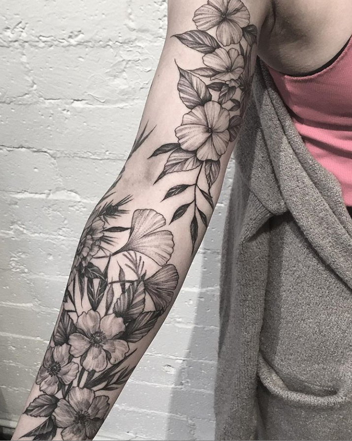 20 Unique Flower Sleeve Tattoo Design Ideas For Woman Sleeve