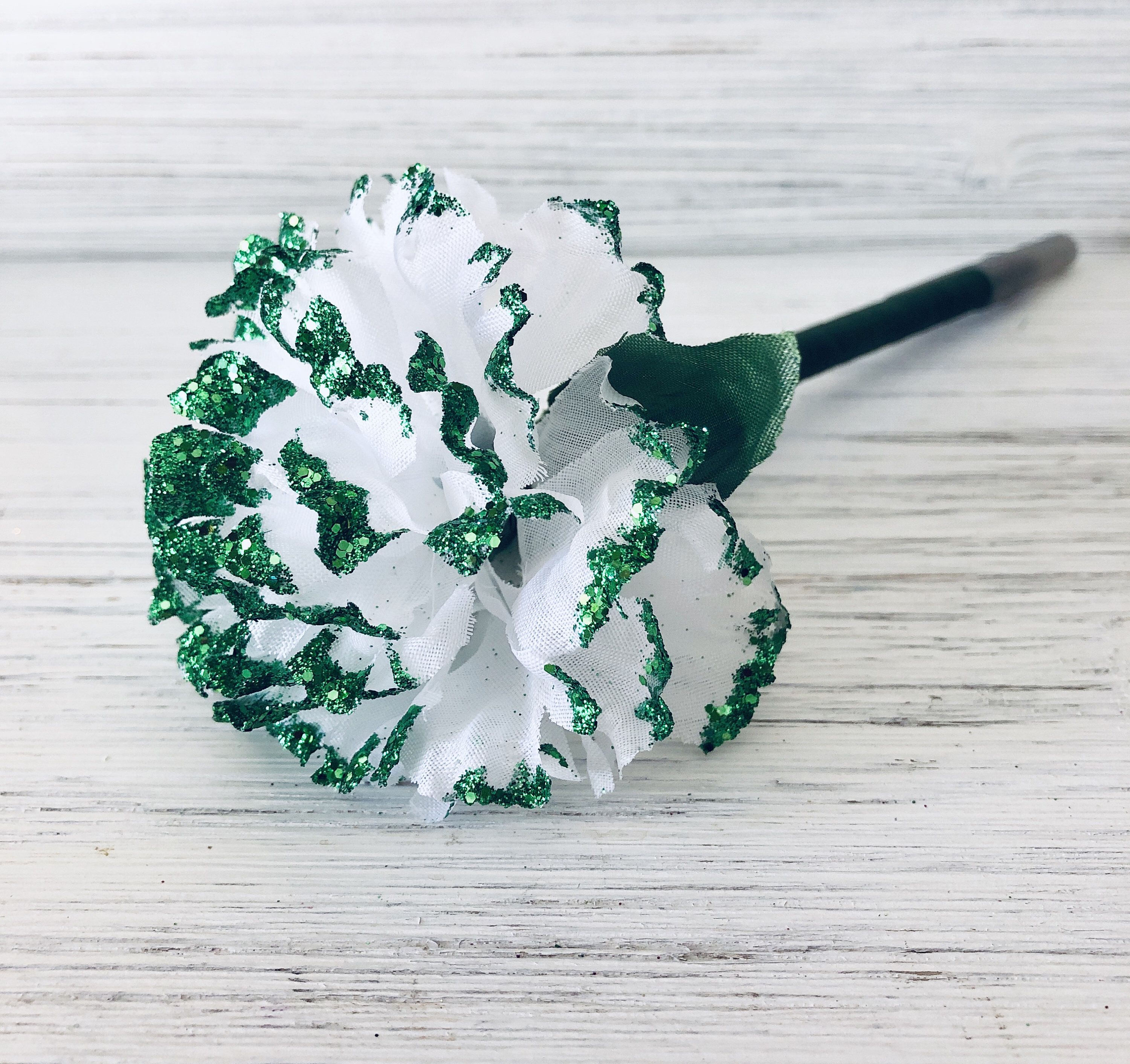 St Patricks Day Green Glitter Carnation Flower Pen, Office ...