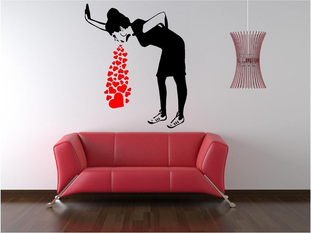 banksy love sick custom vinyl wall decals, stick on wall art, wall