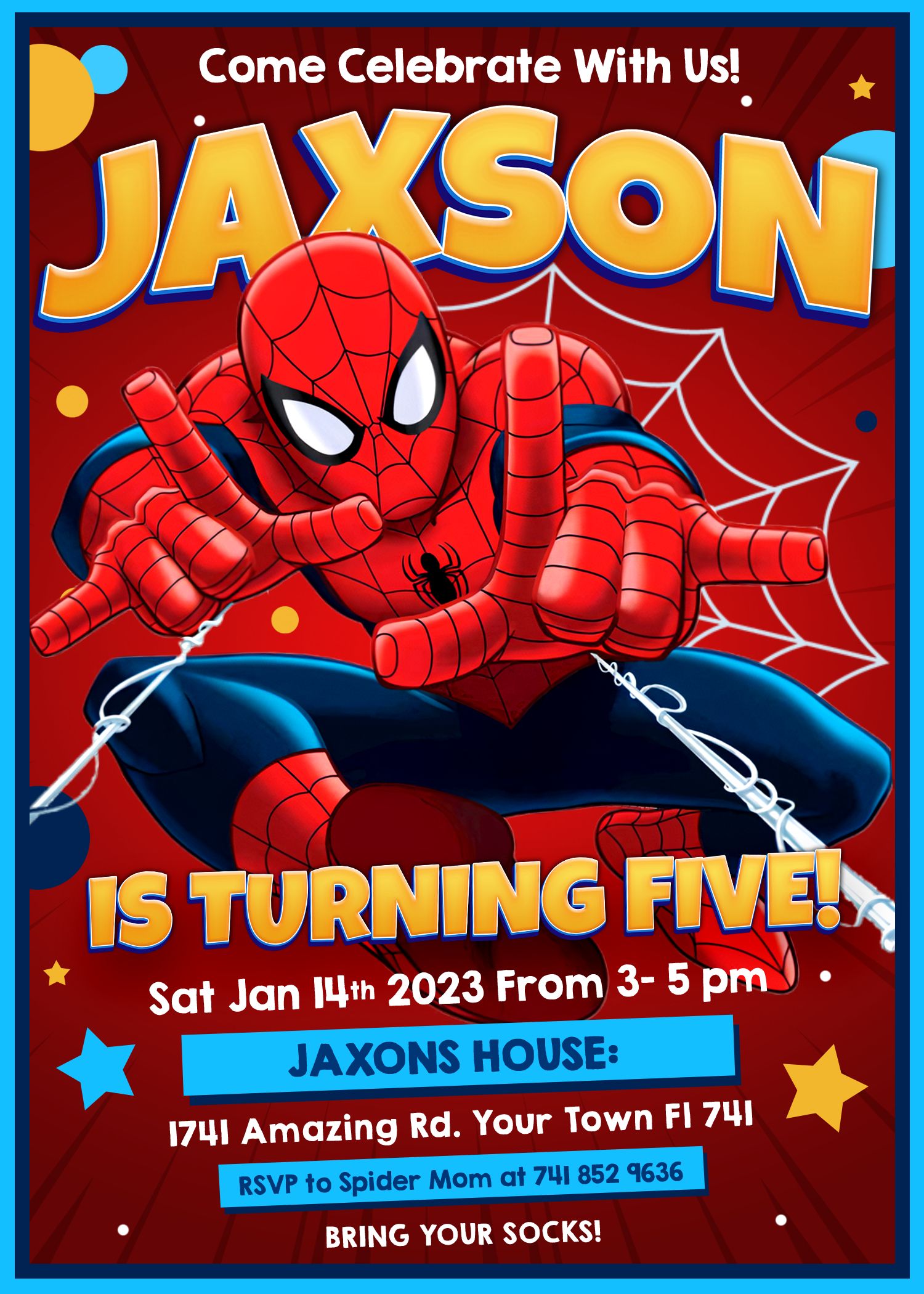 Spider-Man Birthday Invitation | Spiderman Invite | Spider-Man Party Ideas