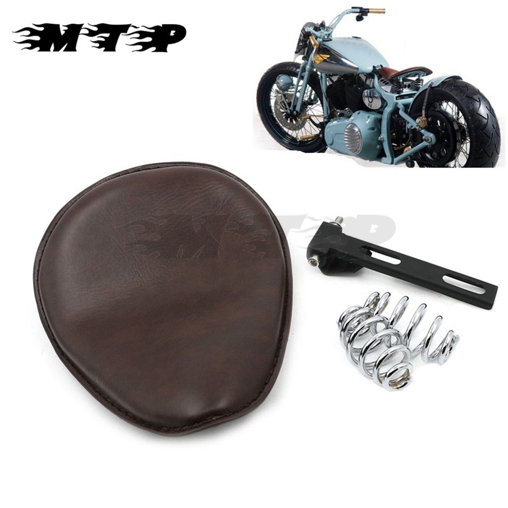 Solo Seat Cushion With Springs Bracket Mounting For Harley Chopper Bobber Custom