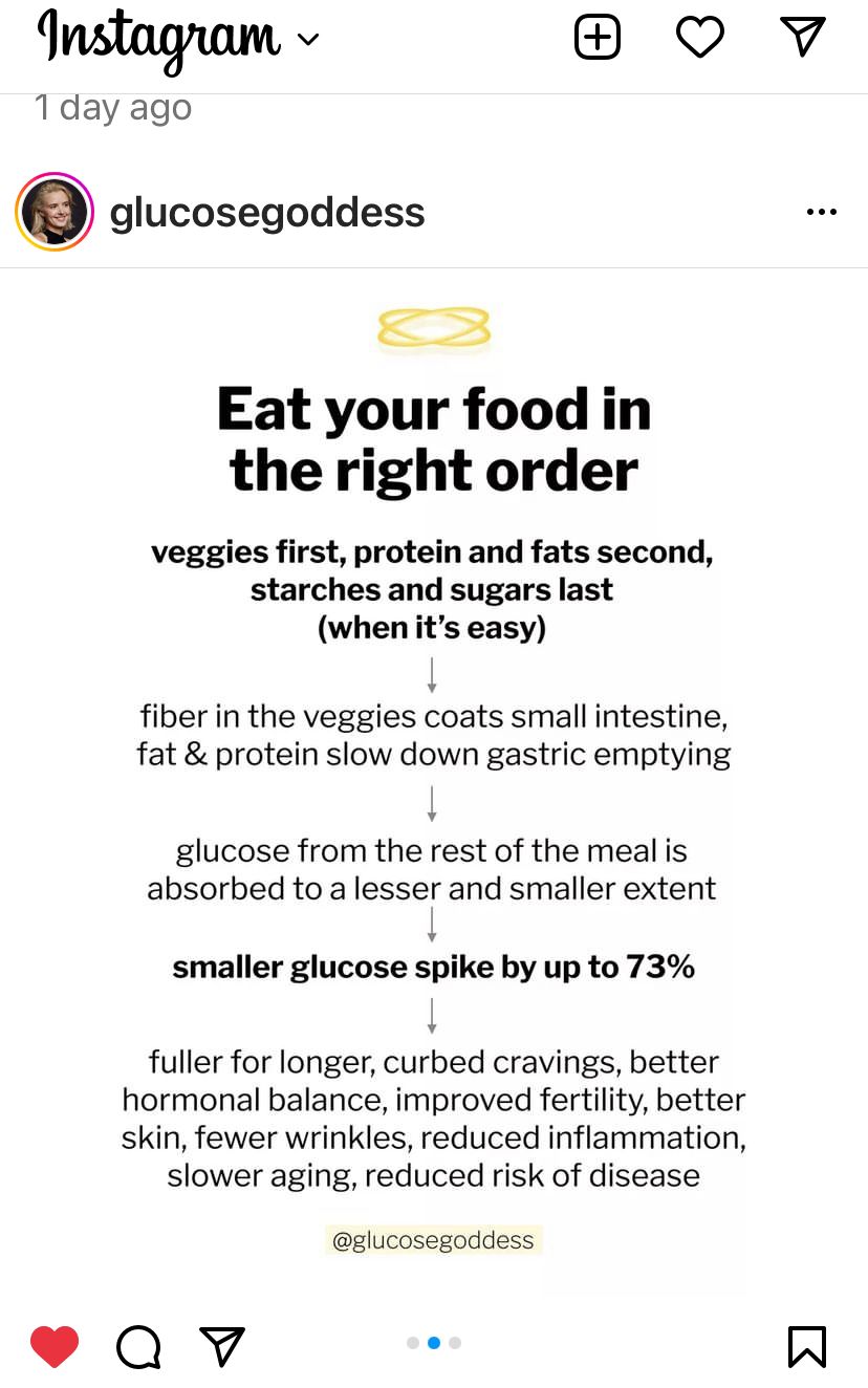 An Instagram Page With The Caption Eat Your Food In The Right Order an-instagram-page-with-the-caption-eat-your-food-in-the-right-order