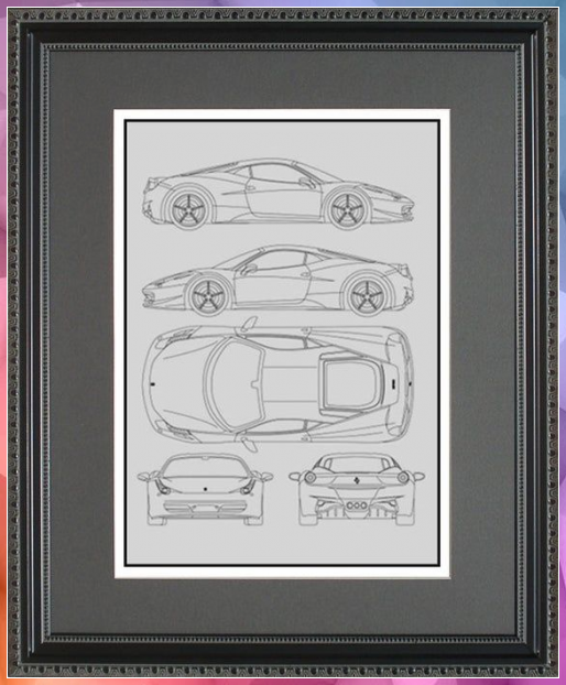 Ferrari blauwdruk ingelijste auto auto cadeau - Kies uw model - BFERR - Autos und Motorräder Blog