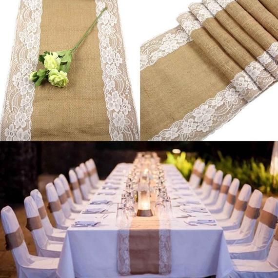 2,75 m x 30 cm Side Lace natuurlijke Hessische jute ...