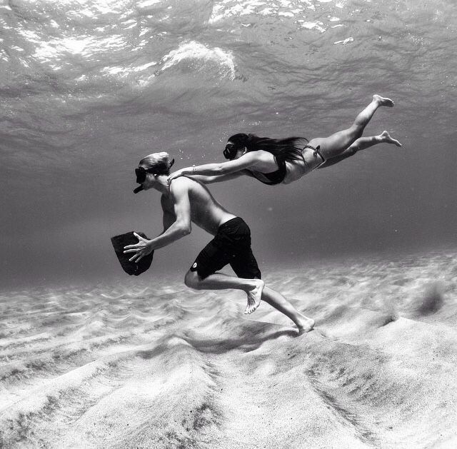 Running under water holding a rock with someone hanging off you ...