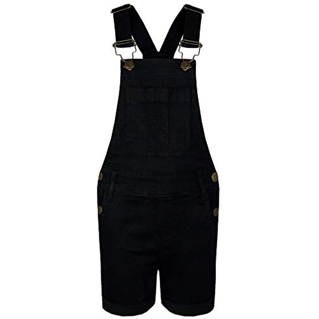 Kids Girls Dungaree Shorts Denim Stretch Jeans Jumpsuit Playsuit All in One 5-13