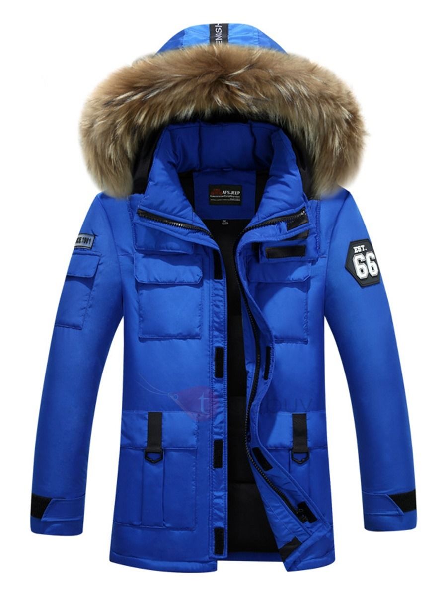 Doudoune Homme Capuche de Fourrure Epais Multi Poches Chaude Doudoune Homme Thick Chaud Slim Down | Habit pour homme