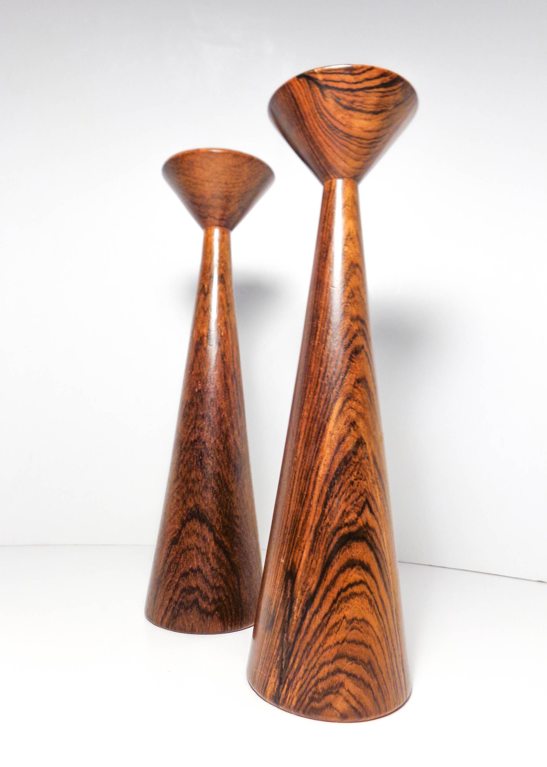 Brazilian Rosewood Candlesticks With Original Stickers On The Bottom (Casa Brazilian Rosewood Candlesticks With Original Stickers On The Bottom (Casa