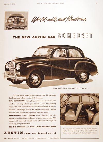 1952 Austin Somerset A40 Sedan Original Vintage Adver 1952 Austin Somerset A40 Sedan Original Vintage Adver Msrp Started At 467 Plus 260 18 S Tax