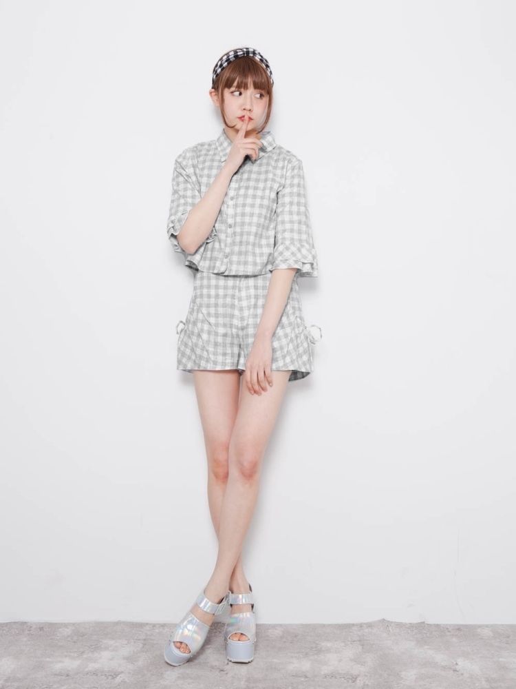 コットンギンガムチェックショートパンツ カワイイスタイル 日本のファッションスタイル ファッション コットンギンガムチェックショートパンツ カワイイスタイル 日本のファッションスタイル ファッション