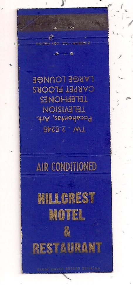 Hillcrest Motel Restaurant Pocahontas Ar Randolph County Matchcover Hillcrest Motel Restaurant Pocahontas Ar Randolph County Matchcover 081512 Ebay