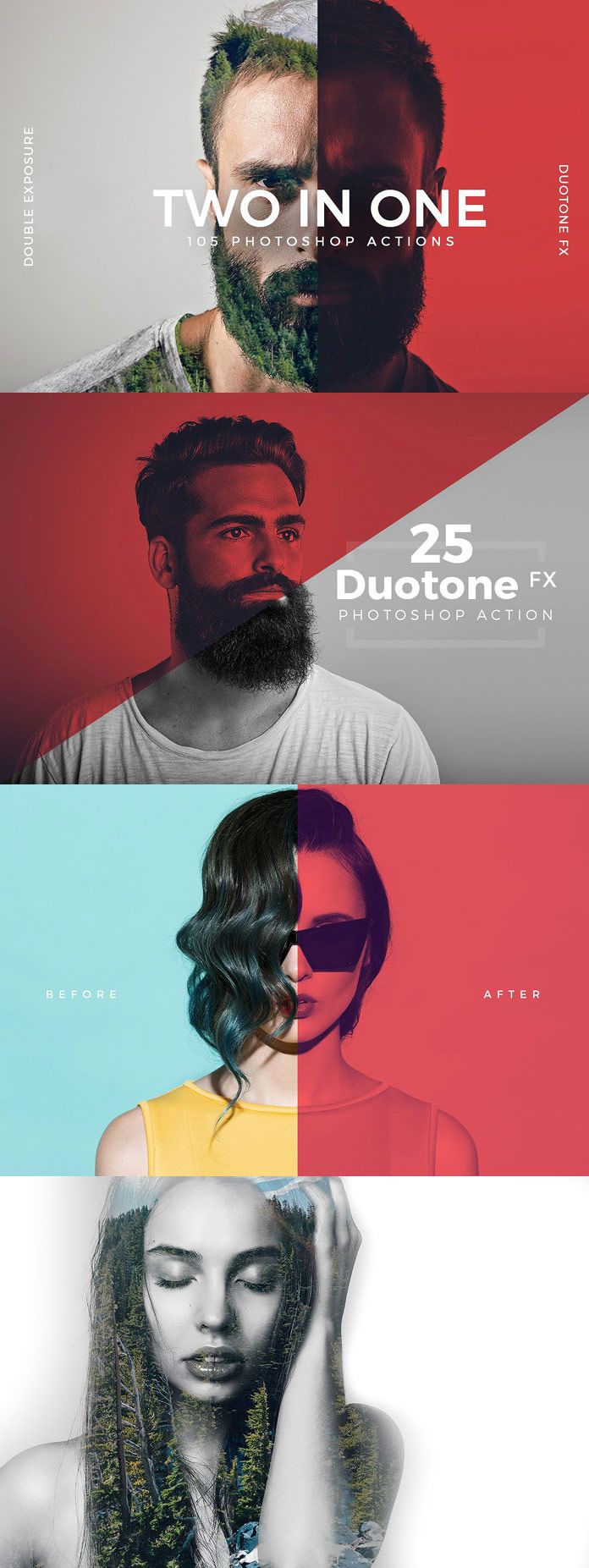 Double Exposure and Duotone Photoshop Actions