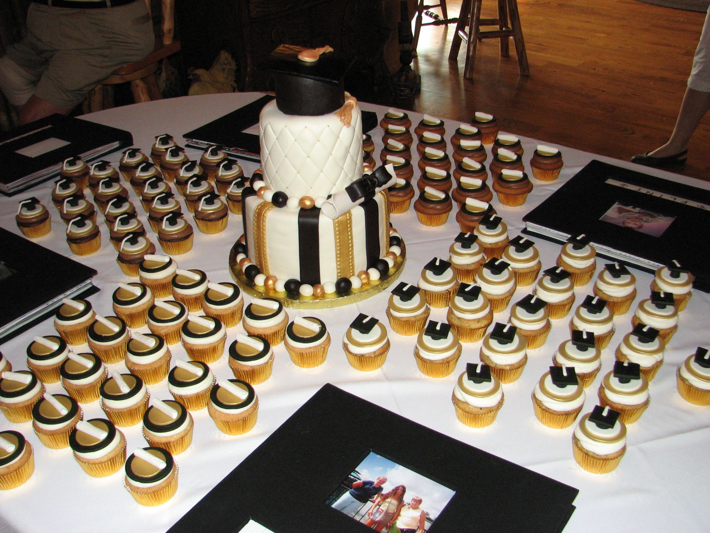 Black Gold White Graduation Cake Graduation Party Foods