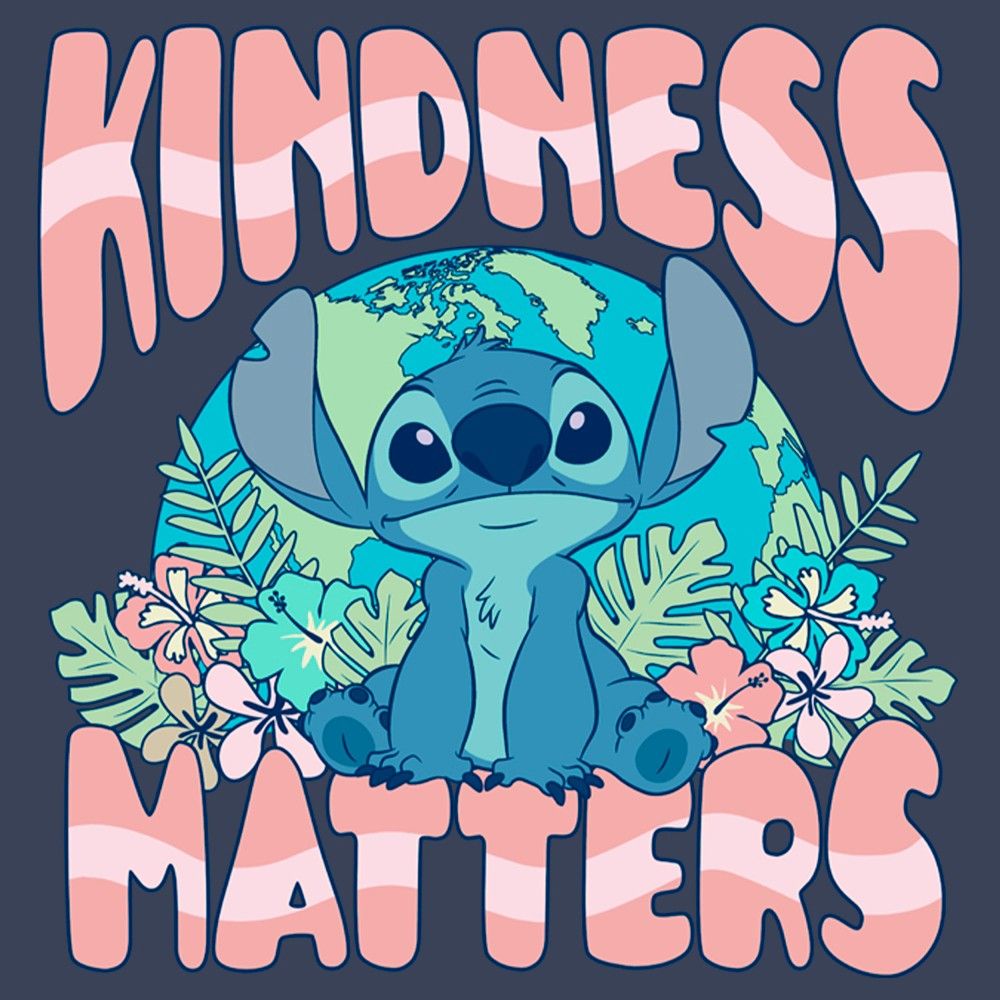 Boy's Lilo & Stitch Kindness matters Stitch T-Shirt - Navy Blue Heather - X Large