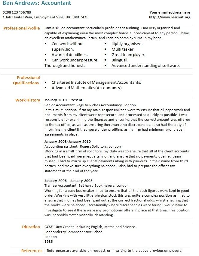 cool chartered accountant cv template picture cv accountant