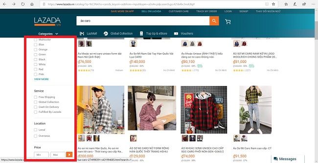 Mua quần áo trên Lazada rất đa dạng mẫu mã và giá cả