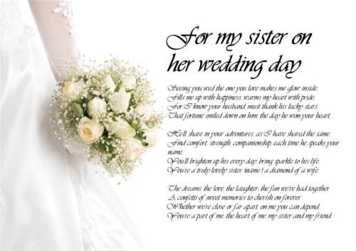 To My Beautiful Sister On My Wedding Day PRINTBLE To My Sister On My Wedding Day