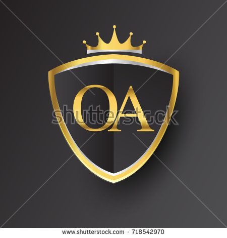 Initial Logo Letter Oa With Shield And Crown Icon Golden Color Isolated On Black Background Logotype Design For Company Identit Resimler Duvar Kagidi Fikirler