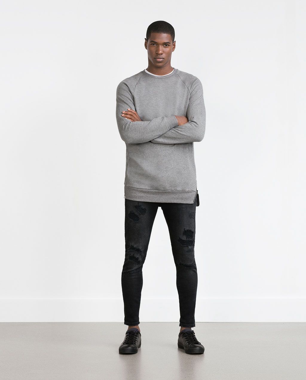 Image 1 of SIDE ZIP SWEATSHIRT from Zara | Side zip sweatshirt, Mens ...