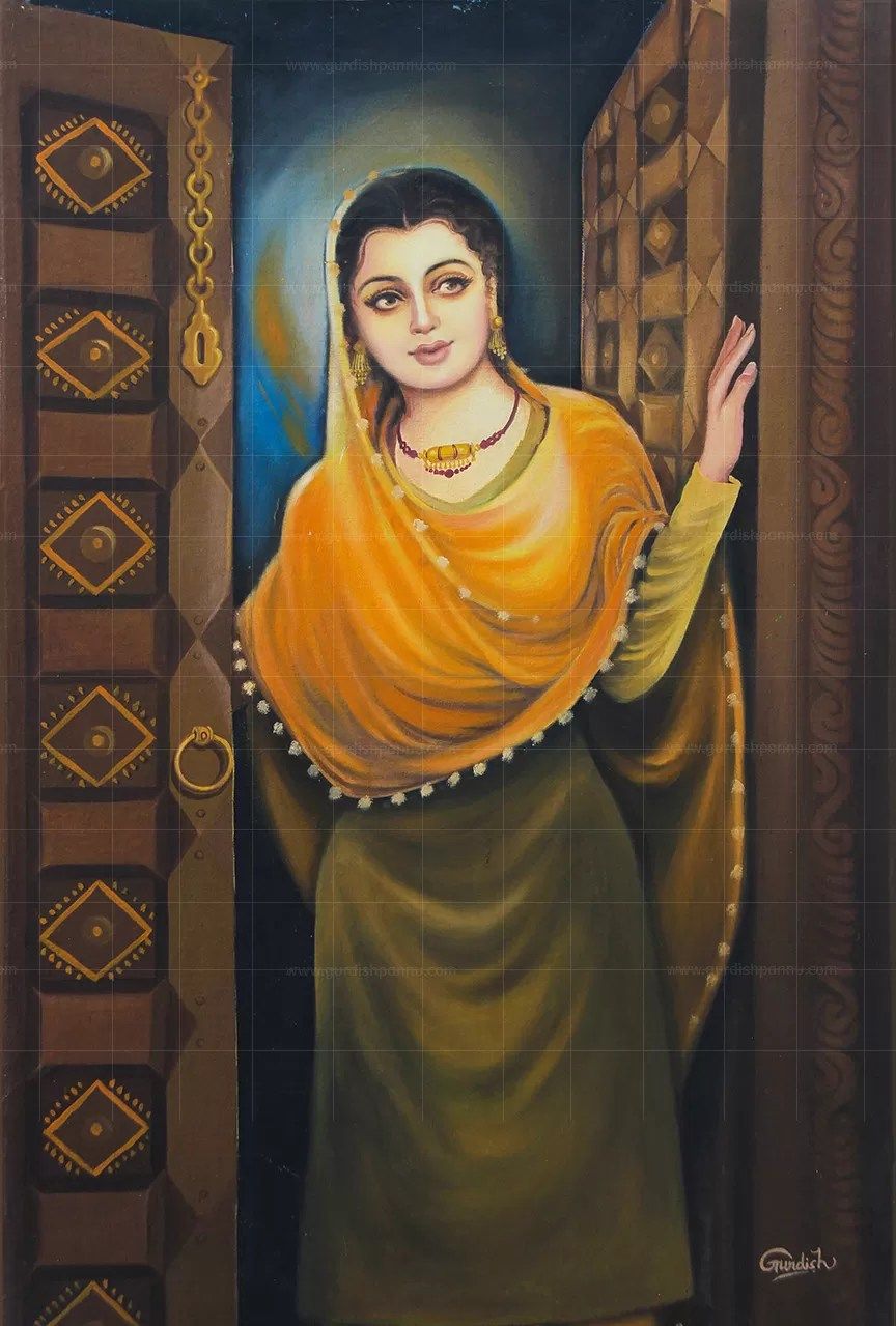 Udeek- Punjabi Culture Artwork- World Famous Painting for sale!!! Oil Painting Woman, Female Art Painting, Painting Of Girl, Folk Art Painting, Painting Style, Modern Art Paintings Abstract, Indian Art Paintings, Art Drawings Beautiful, Beautiful Paintings