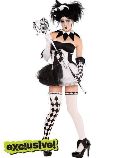 Ladies Harlequin Costume Tricksterina Jester Clown Costume Halloween Fancy Dress