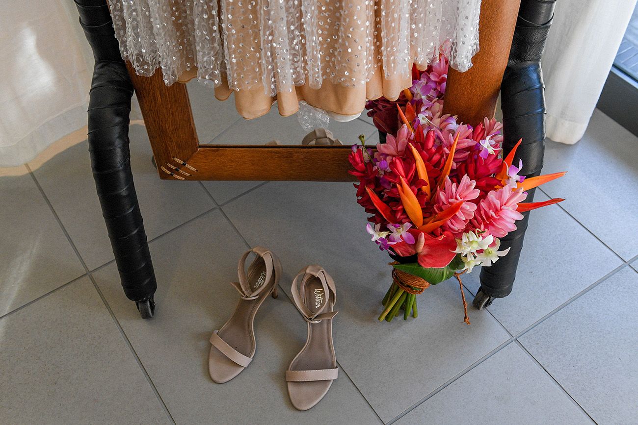 Fiji Wedding Bouquet Made Of Pink Red And Orange Tropical