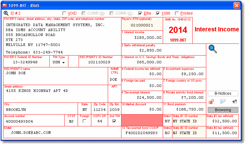 account abilitys 1099 int user interface w 2 and 1099 software 1099 int form