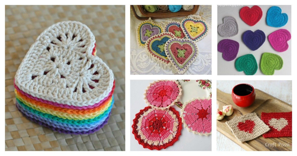 10+ Heart Coaster Free Crochet Pattern and Paid | Crochet coasters free