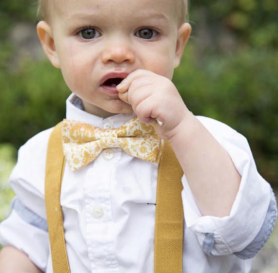 1st Birthday boy cake smash bow tie suspenders outfit blue yellow