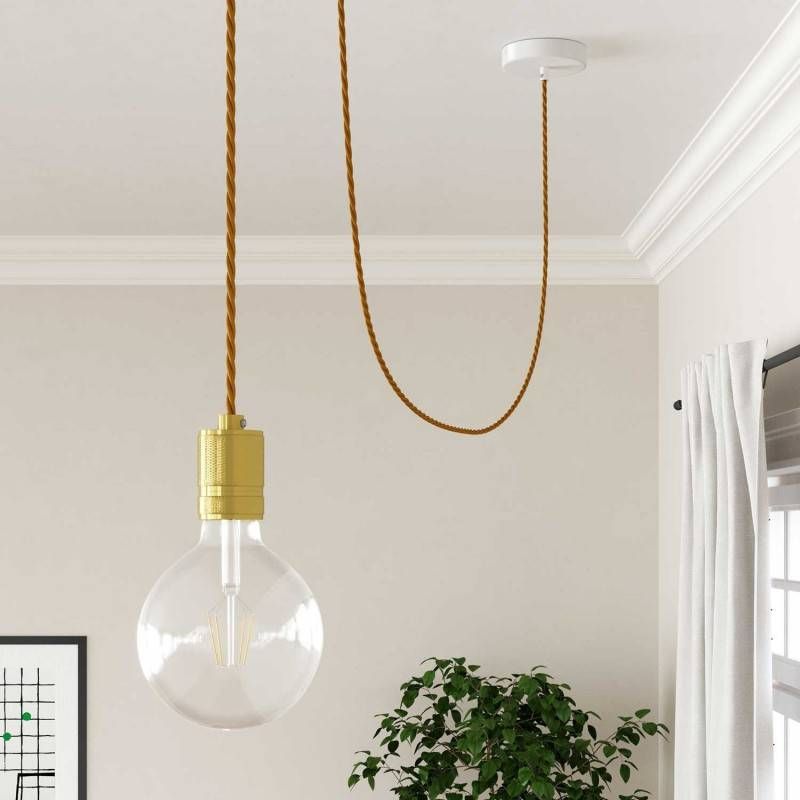 Edison Gold Switch Fabric Cord Pendant Light Chandelier Edison Gold Switch Fabric Cord Pendant Light Chandelier