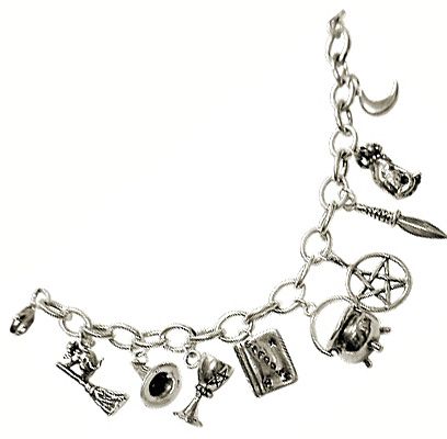 Sterling Silver Wiccan Pentagram Moon Charm Bracelet Fandom Merch Sterling Silver Wiccan Pentagram Moon Charm Bracelet