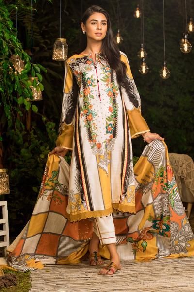 Brand:Sapphire
Fabric:This cream and yellow look features a long line khaddar shirt and a matching digitally printed dupatta featuring checkered details.
Product Detail Unstitched 2-Piece
Shirt Digital Printed Khaddar Shirt 3 m
Color: Mustard & White Fabric: Khaddar
Dupatta Digital Printed Khaddar Dupatta 2.5 m
Color: Multi Color Fabric: Khaddar
Style Note A long-line straight cut shirt featuring a boat neck and beaded details at the hemline are recommended for this look. Pakistani Dresses Online, Simple Pakistani Dresses, Pakistani Dress Design, Pakistani Outfits, Sapphire Dress, Pakistan Clothes, Baby Frocks Designs, Fashion Mood Board, Pakistani Designers