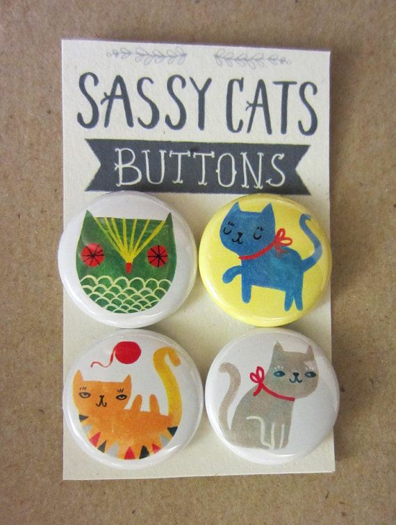 Cat Face Cat Buttons Cute Kitty Craft Embellishment Supply Unique Sewing Fasteners Grab Bag Kitten Buttons Flatback Wooden Buttons