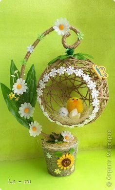Поделка изделие 8 марта Пасха Моделирование конструирование Скоро пасха 2 Шпагат фото 1: Jute Crafts, Diy Home Crafts, Creative Crafts, Easter Diy, Easter Crafts, Christmas Crafts, Easter Decor, Art N Craft, Diy Art