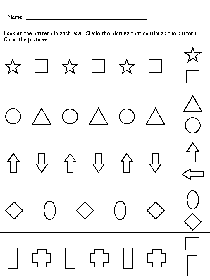 Maths Worksheets Pattern Recognition Preschool Pattern