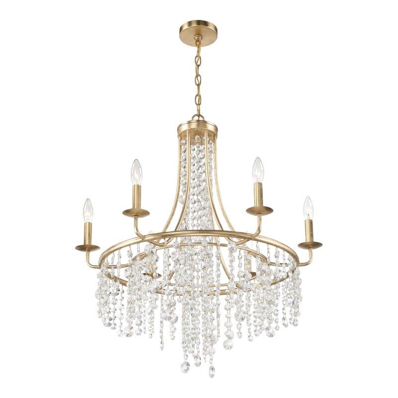 The beautiful Gabrielle silhouette is made of cascading faceted hand-cut crystal strands suspended from its delicate frame. The framework is crafted in wrought iron and available in antique gold, and matte black finishes. Elevate your living space and add character to a room with a shimmering crystal chandelier. Gold Chandelier, Chandelier Lighting, Christmas Holiday Sale, Warm Undertone, Candelabra Bulbs, Rustic Design, Crystal Items, Gold Material, Antique Gold