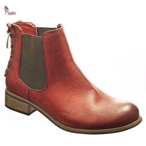 Mode noeud Bottine chelsea Angkorly Chaussure boots femme UVSzGMqp