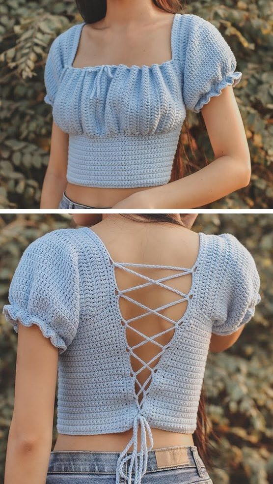 Diy Crochet Top, Mode Crochet, Crochet Blouse, Knit Crochet, Crotchet, How To Crochet, Things To Crochet, Crochet Baby Socks, Diy Blouse