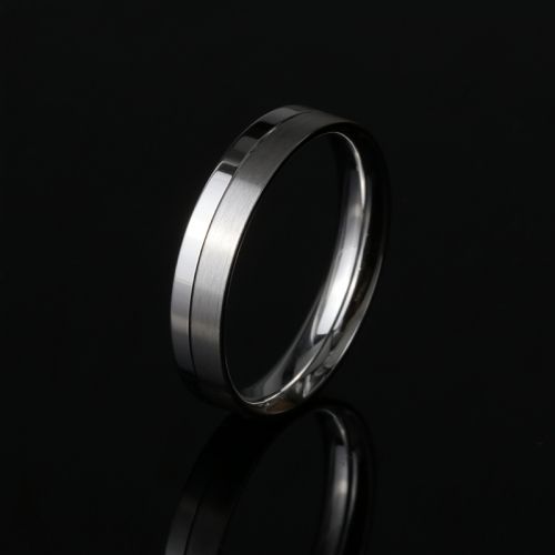 Livingpal Matte Finished Polished Platinum Plated Silver Livingpal Matte Finished Polished Platinum Plated Silver Bridegroom Ring Wedding Bands Gent