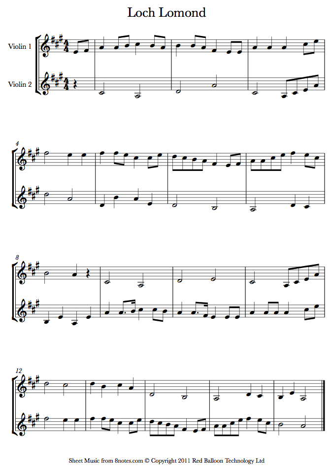 loch lomond sheet music for violin duet i remember this from 6th piano and violin duet sheet music