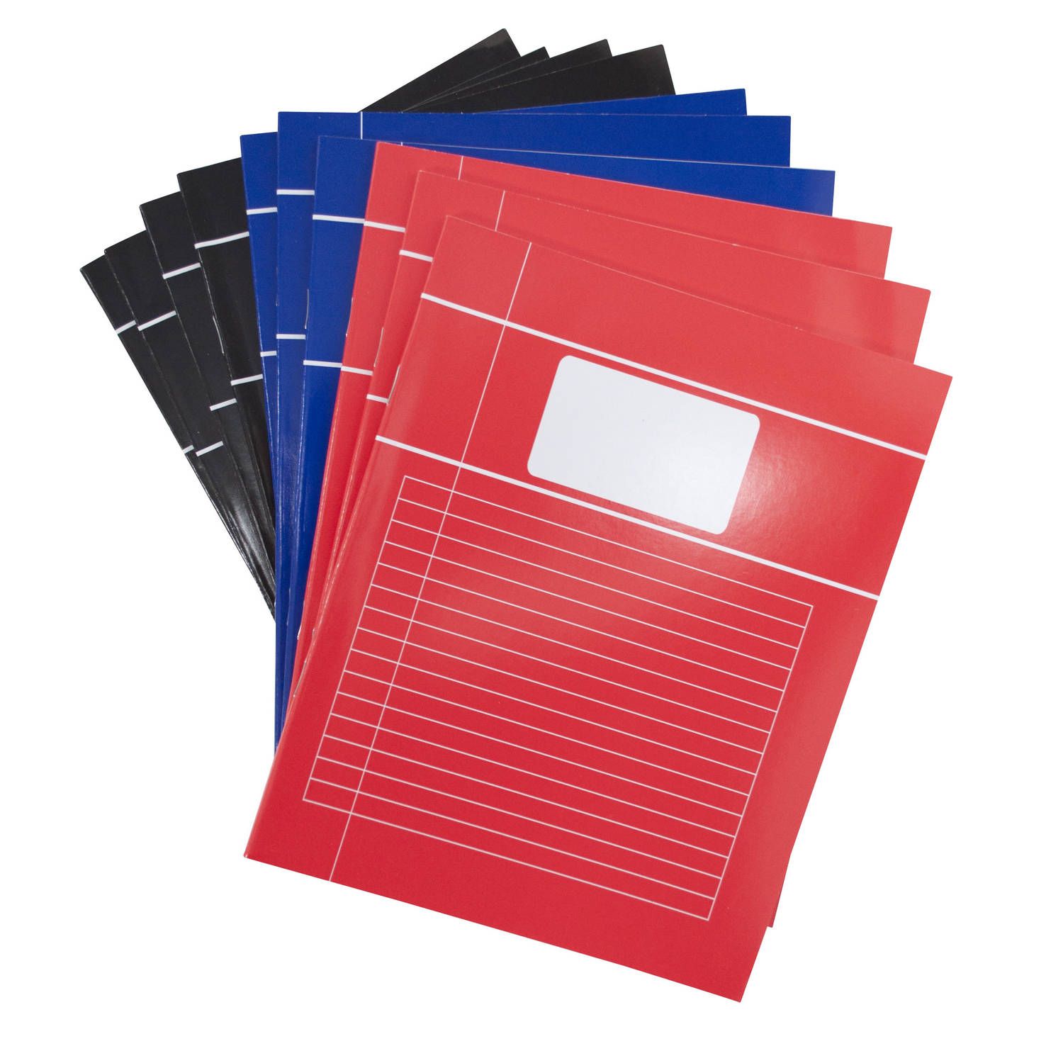 20x Gekleurde A5 lijntjes schriften pakket. Pakket van 20x schriften met lijntjes in A5 formaat. Deze schriften hebben een zwarte, rode of blauwe kaft met wit notitiebalkje op de voorkant. Card Holder, Cards, Products, Writing Fonts, Rolodex, Maps, Playing Cards, Gadget