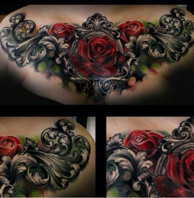 Baroque By Ryan Ashley Malarkey Chest Tattoos For Women Tattoos For Women Full Chest Tattoos